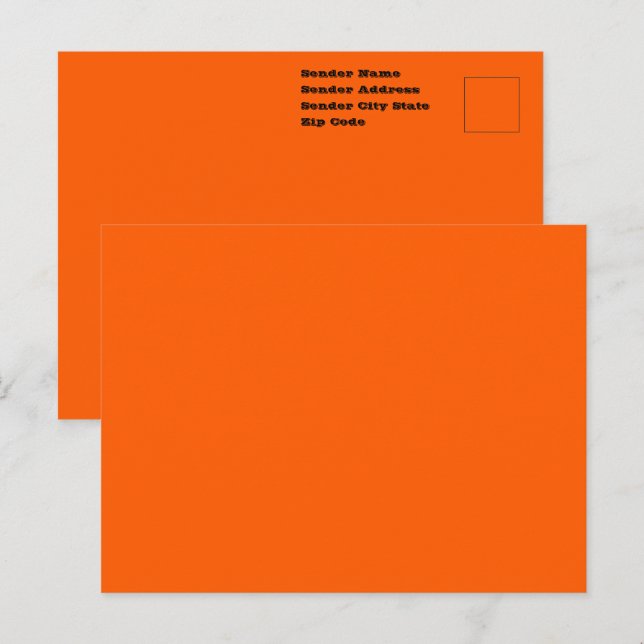 Helle True Orange Solid Color Postkarte (Vorne/Hinten)