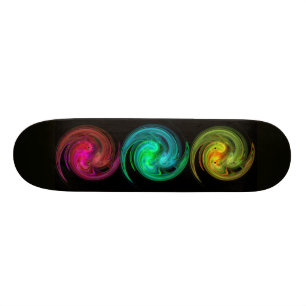 HELLE TURBULENZ, schwarzes rotes grün-blaues Gelb Skateboard
