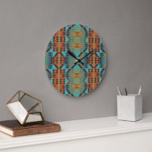Helle Türkis-Teal-Aqua-Blau-Orange-Stammeskunst