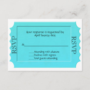 Helle Turquoise Ticket UAWG Response Card RSVP Karte