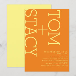 Helle Typografie Extra Bold Orange Hochzeit Einladung