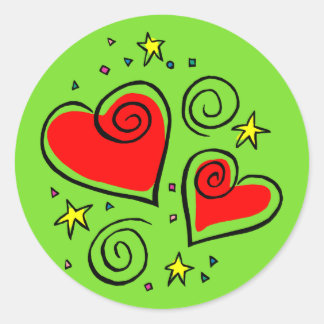 Helle und Breezy Herz-Stickers Runder Aufkleber