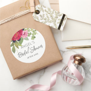 Helle und bunte Blumenstrauß-Brautdusche  Runder Aufkleber