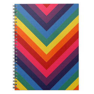 Helle und bunte Chevron Retro-Regenbogen Notizblock