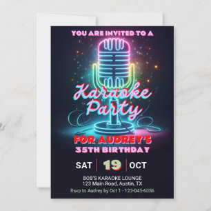 Helle und bunte Karaoke-Party zum Geburtstag für j Einladung