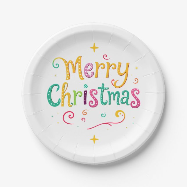 Helle und coole frohe Weihnachten Pappteller (Vorderseite)