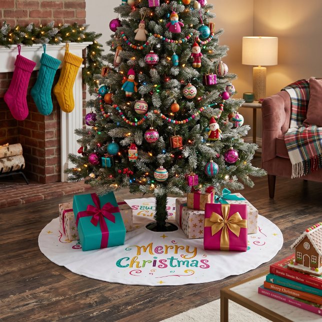 Helle und coole frohe Weihnachten Polyester Weihnachtsbaumdecke (Von Creator hochgeladen)