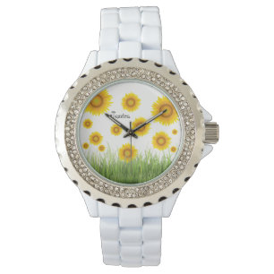 Helle und elegante Sonnenblumen süß Whimsical Armbanduhr