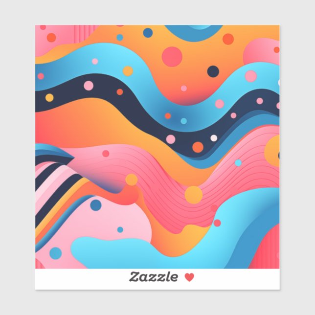 Helle und farbenfrohe abstrakte Formen mit Punkten Aufkleber (Blatt)