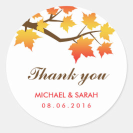 Helle und farbenfrohe Ahorn-Blätter Vielen Dank fü Runder Aufkleber