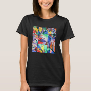 Helle und farbenfrohe bemalte Collage Dreieckiges T-Shirt