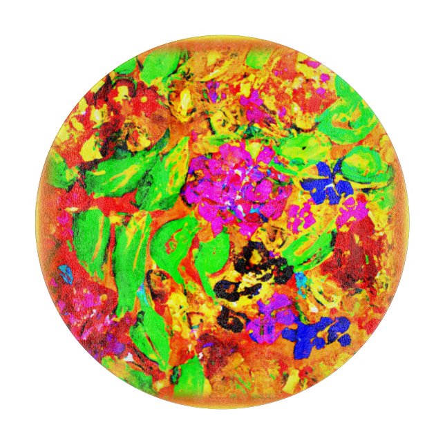 Helle und farbenfrohe Blume Kunst. Jetzt kaufen Schneidebrett (Vorderseite)