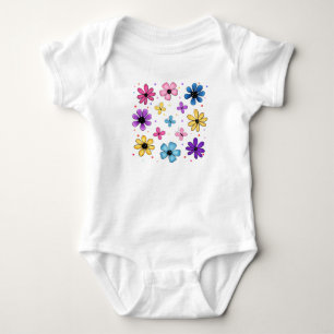 Helle und farbenfrohe Blume und Schmetterlinge Baby Strampler