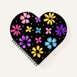 Helle und farbenfrohe Blume und Schmetterlinge Notizbuch