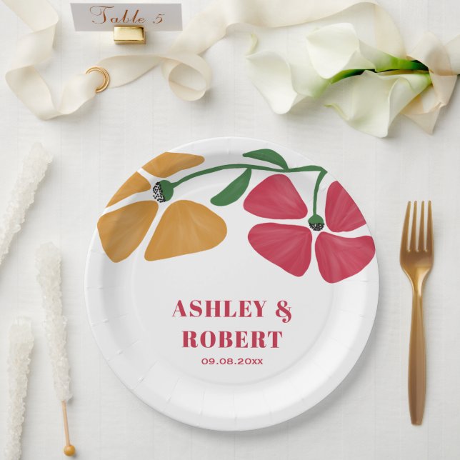 Helle und farbenfrohe Hochzeitsempfehlung im Jugen Pappteller (Hochzeit)