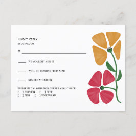 Helle und farbenfrohe Hochzeitserie RSVP und Detai Postkarte