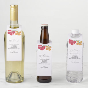 Helle und farbenfrohe Hotelgäste Begrüßung Flaschenanhänger