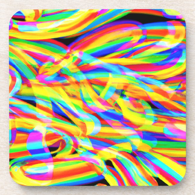 Helle und farbenfrohe Neonmuster Art Getränkeuntersetzer (Vorderseite)