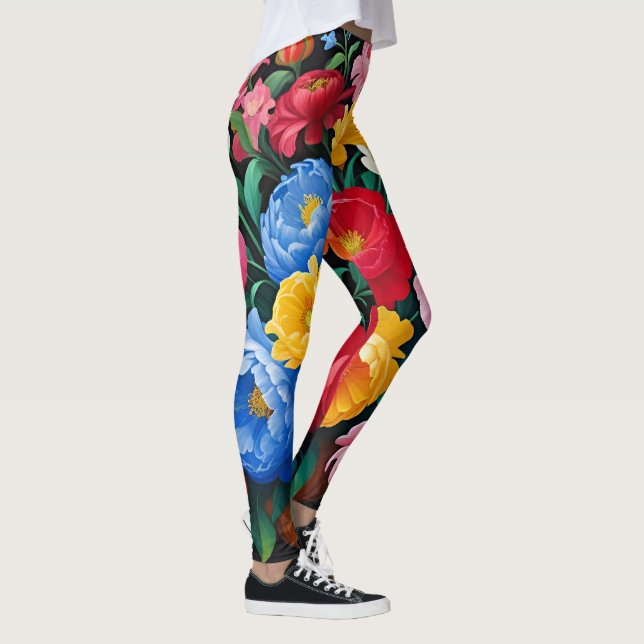 Helle und farbenfrohe Rosen Leggings (Rechts)