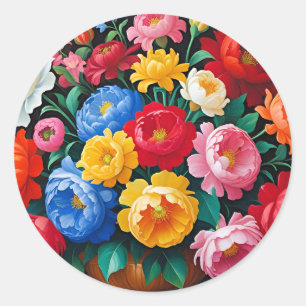 Helle und farbenfrohe Rosen Runder Aufkleber