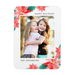 Helle und farbenfrohe Wasserfarben-Weihnachtsstern Magnet