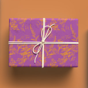 Helle und feine Wildblume in heißen Rosa und Gold Geschenkpapier Set