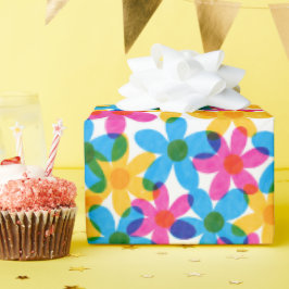 Helle und fette Hippie-Blume Retro Floral Geschenkpapier