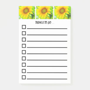 Helle und fröhliche gelbe Sonnenblume~zu tun Liste Post-it Klebezettel