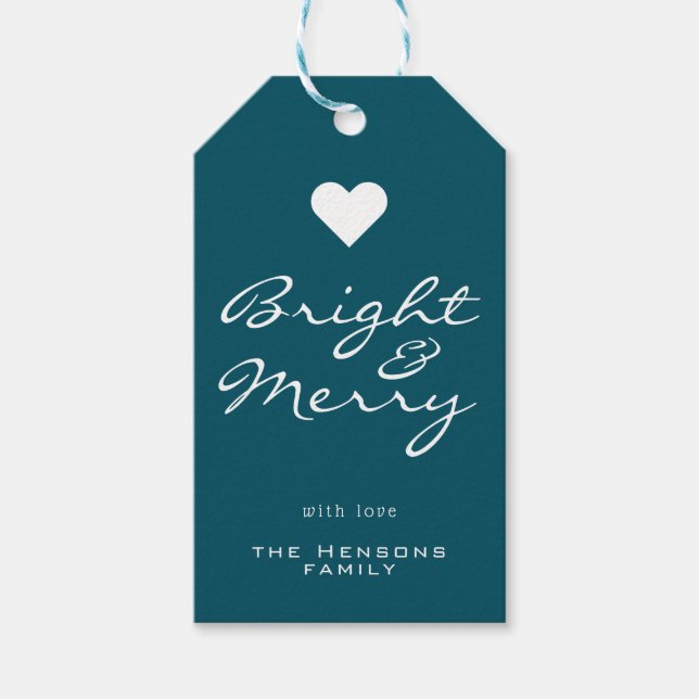 Helle und fröhliche Script Blue Green Name Weihnac Geschenkanhänger (Vorderseite)
