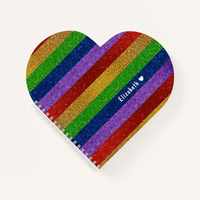 Helle und Funkelnd Regenbogen-Imitate Glitzer Stre Notizbuch (Vorderseite)