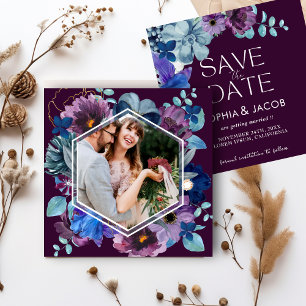Helle und kühn blühende Magenta Winterhochzeit Save The Date