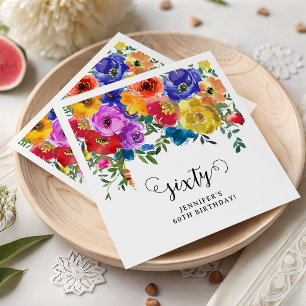Helle und kühne Florals zum 60. Geburtstag Serviette
