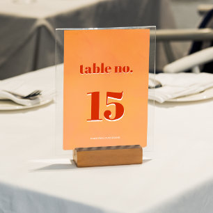 Helle und kühne orange Wasserfarben-Hochzeit bei S Tischnummer