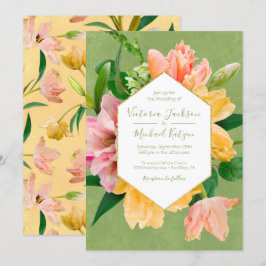 Helle und mutige Einladung zur Blumenhochzeit