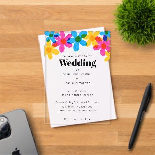 Helle und mutige Hippie-Blumen Hochzeit im Frühlin Acryleinladungen