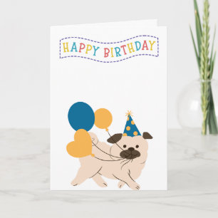 Helle und Niedliche Mops Geburtstag Karte