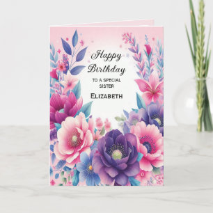 Helle und niedliche rosa lila blaue Blumen Karte