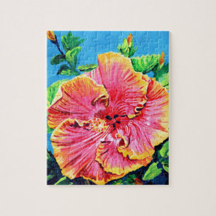 Helle und sonnige Pink Hibiskus Puzzles