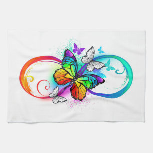 Helle Unendlichkeit mit Regenbogen-Schmetterling Geschirrtuch