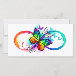 Helle Unendlichkeit mit Regenbogen-Schmetterling Karte