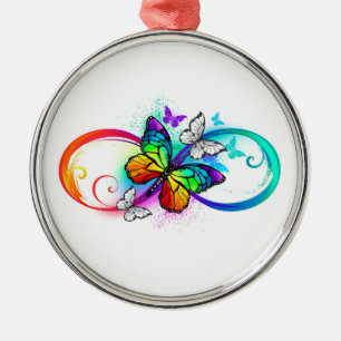 Helle Unendlichkeit mit Regenbogen-Schmetterling Ornament Aus Metall