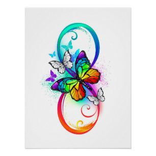 Helle Unendlichkeit mit Regenbogen-Schmetterling Poster