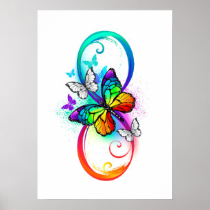 Helle Unendlichkeit mit Regenbogen-Schmetterling Poster