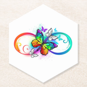 Helle Unendlichkeit mit Regenbogen-Schmetterling Untersetzer