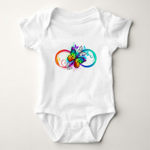 Helle Unendlichkeit mit Regenbogenschmetterling Baby Strampler