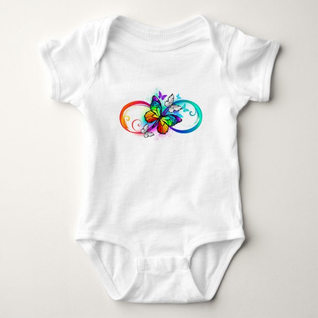Helle Unendlichkeit mit Regenbogenschmetterling Baby Strampler (Vorderseite)