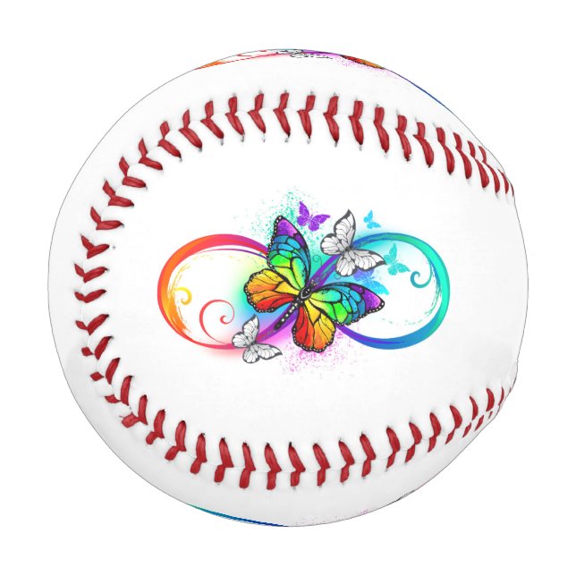 Helle Unendlichkeit mit Regenbogenschmetterling Baseball (Vorderseite Links)
