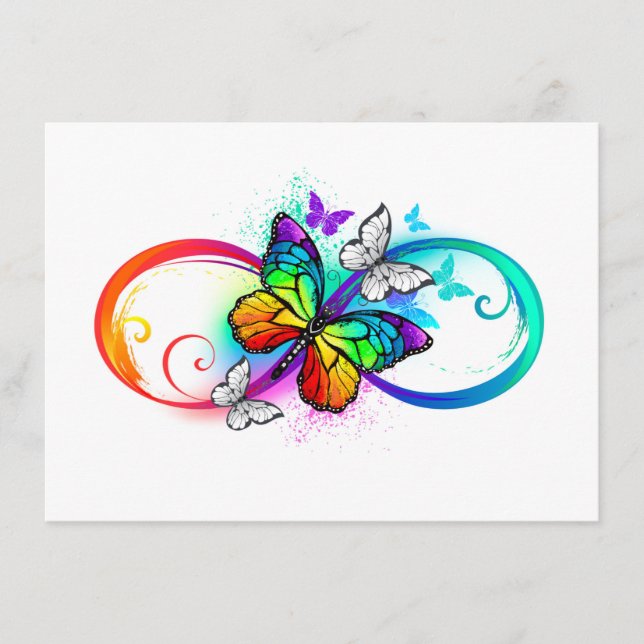 Helle Unendlichkeit mit Regenbogenschmetterling Begleitkarte (Vorderseite)
