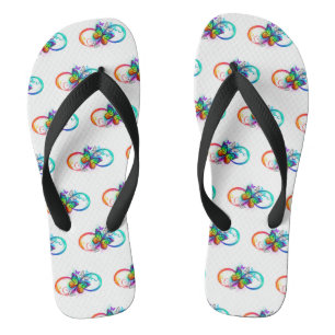 Helle Unendlichkeit mit Regenbogenschmetterling Flip Flops