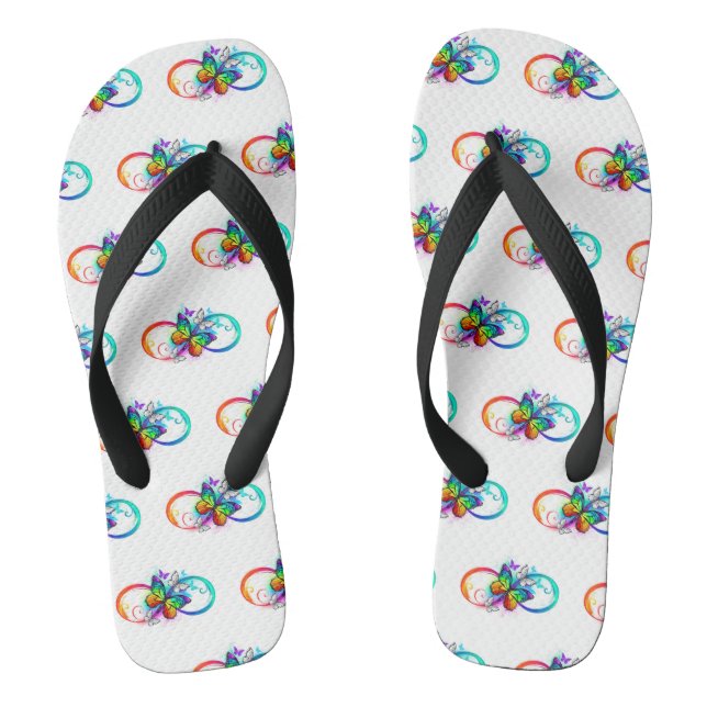 Helle Unendlichkeit mit Regenbogenschmetterling Flip Flops (Fußbett)